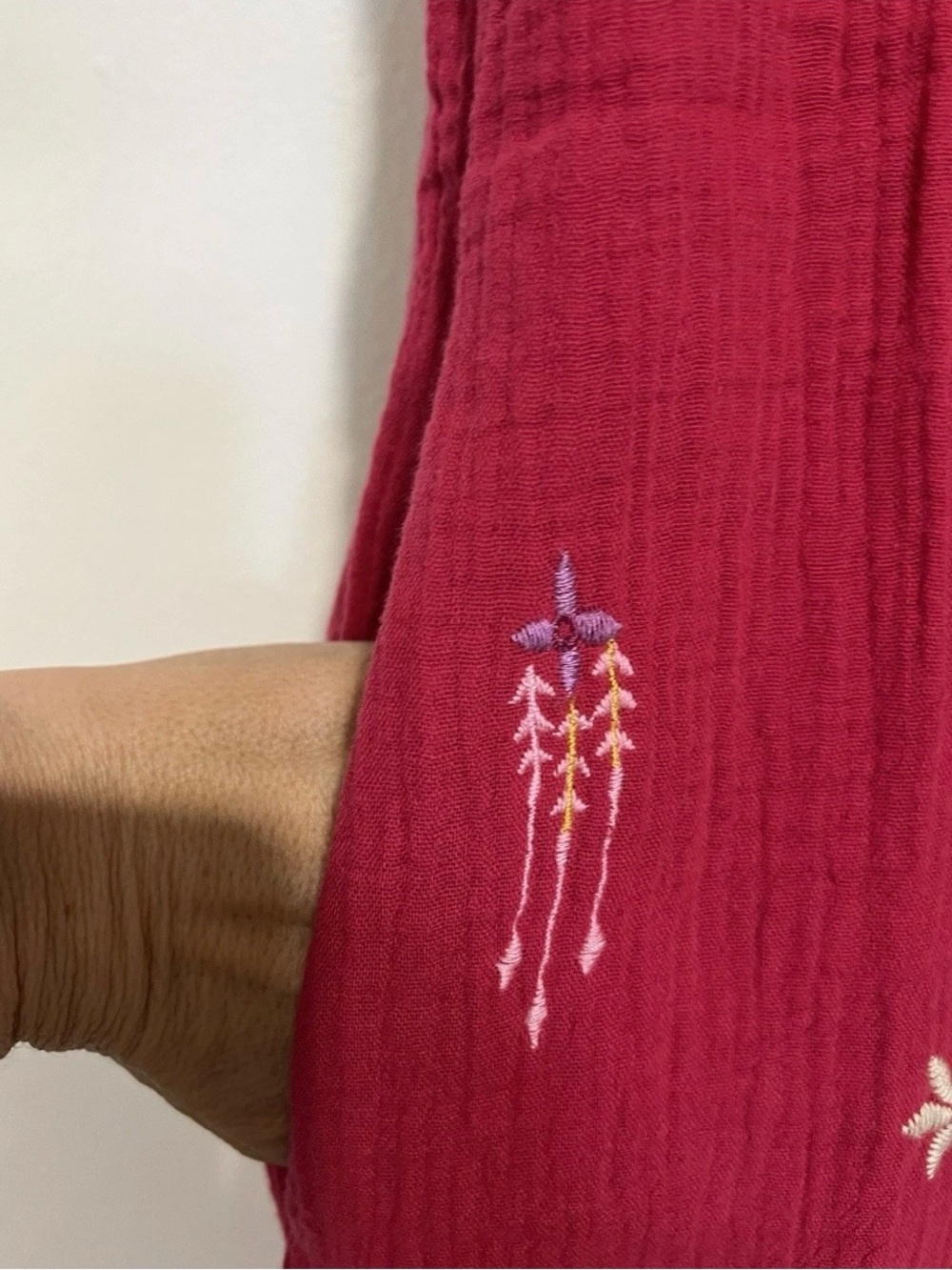 Johnny Was Size M Color Jzz (Red/Pink) Embroidered Mishti Lines Dress Elena - Picture 6 of 12
